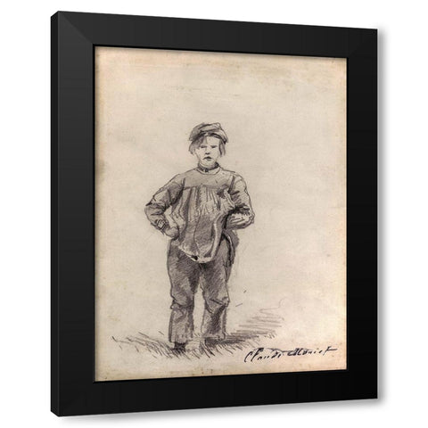 Boy in the Country Black Modern Wood Framed Art Print with Double Matting by Monet, Claude