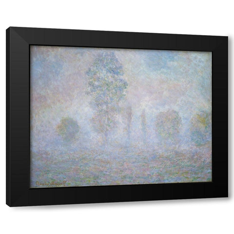 Morning Haze Black Modern Wood Framed Art Print with Double Matting by Monet, Claude