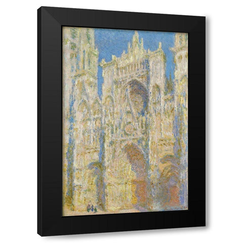 Rouen Cathedral, West Façade, Sunlight Black Modern Wood Framed Art Print with Double Matting by Monet, Claude