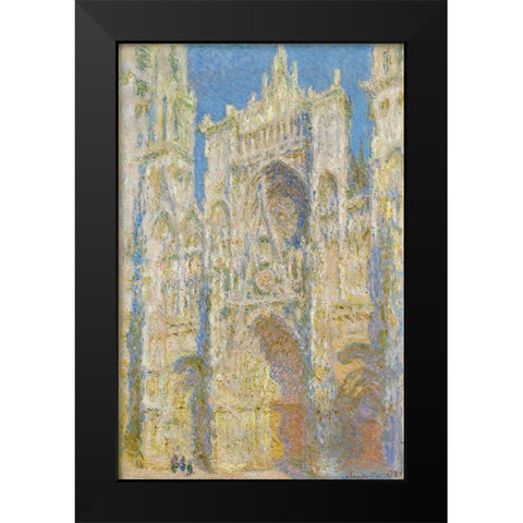 Rouen Cathedral, West Façade, Sunlight Black Modern Wood Framed Art Print by Monet, Claude
