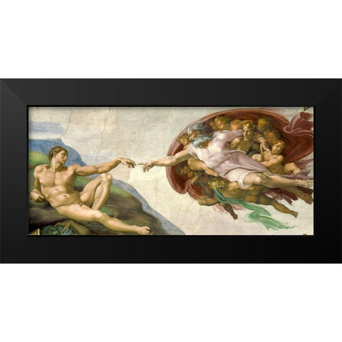 The Creation of Adam Black Modern Wood Framed Art Print by Michelangelo