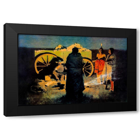 Shotgun Hospitality Black Modern Wood Framed Art Print by Remington, Frederic