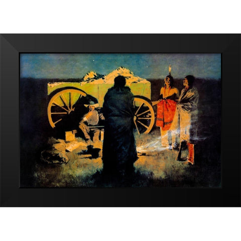 Shotgun Hospitality Black Modern Wood Framed Art Print by Remington, Frederic