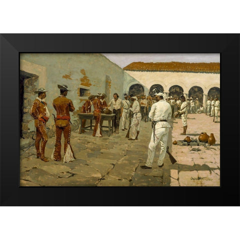 The Mier Expedition The Drawing of the Black Bean Black Modern Wood Framed Art Print by Remington, Frederic