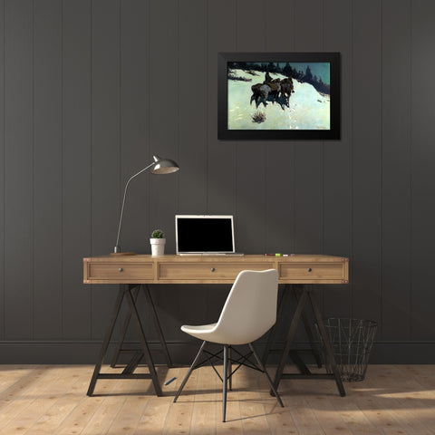 A Reconnaissance Black Modern Wood Framed Art Print by Remington, Frederic