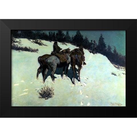 A Reconnaissance Black Modern Wood Framed Art Print by Remington, Frederic
