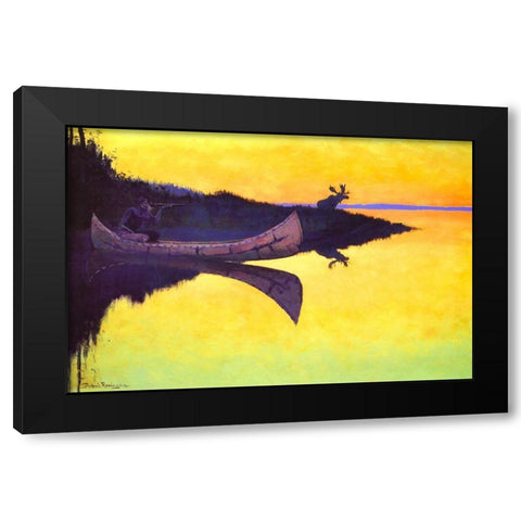 Coming to the Call Black Modern Wood Framed Art Print with Double Matting by Remington, Frederic