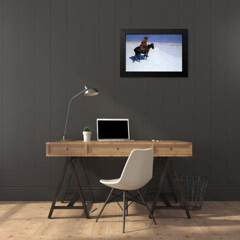 The Scout, Friends or Foes Black Modern Wood Framed Art Print by Remington, Frederic