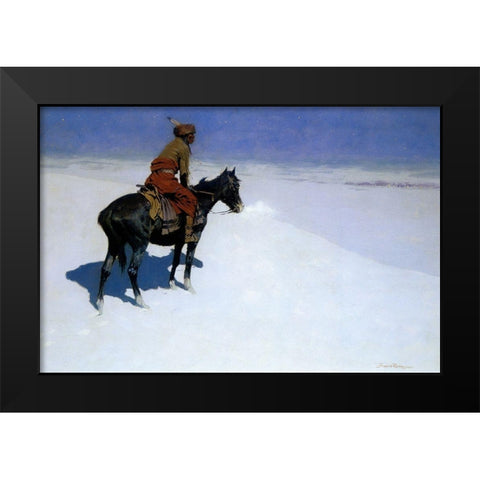 The Scout, Friends or Foes Black Modern Wood Framed Art Print by Remington, Frederic