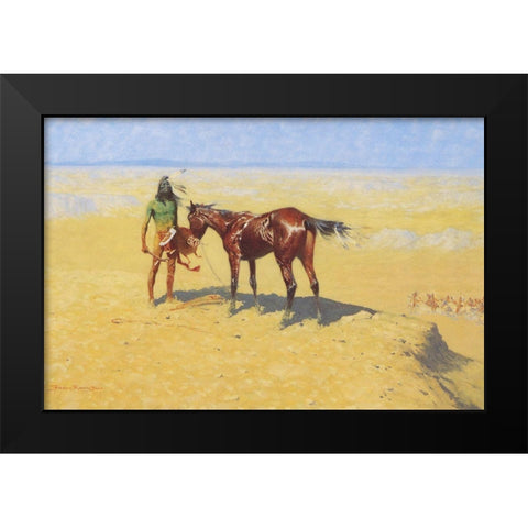 Ridden Down Black Modern Wood Framed Art Print by Remington, Frederic