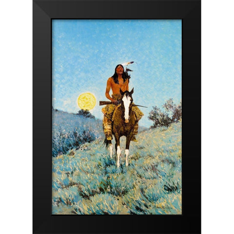 The Outlier Black Modern Wood Framed Art Print by Remington, Frederic