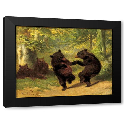 Dancing Bears Black Modern Wood Framed Art Print with Double Matting by Beard, William Holbrook