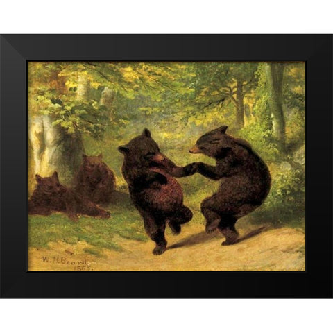 Dancing Bears Black Modern Wood Framed Art Print by Beard, William Holbrook