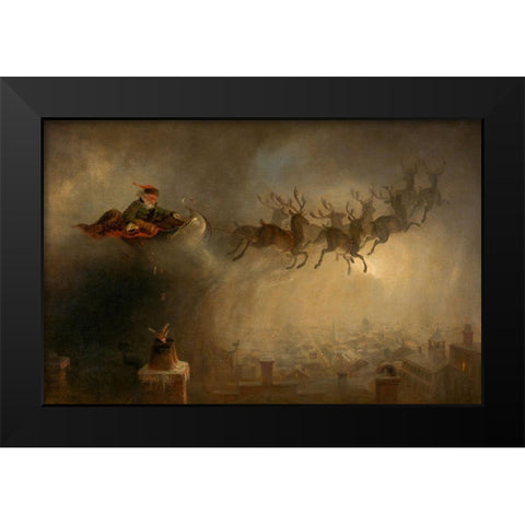 Santa Claus Black Modern Wood Framed Art Print by Beard, William Holbrook