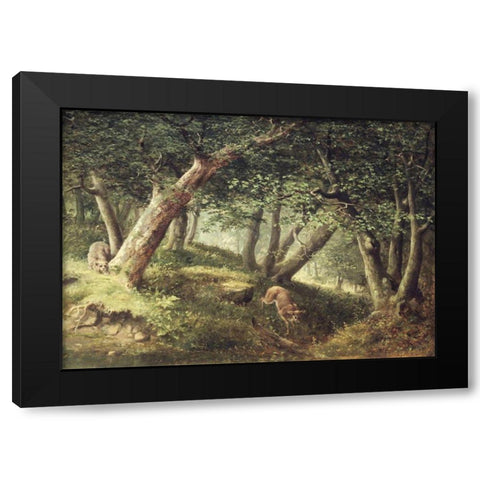 In the Forest Black Modern Wood Framed Art Print with Double Matting by Beard, William Holbrook