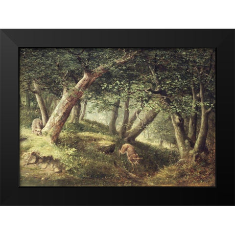 In the Forest Black Modern Wood Framed Art Print by Beard, William Holbrook