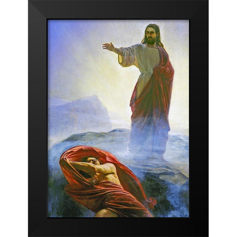Jesus Tempted Black Modern Wood Framed Art Print by Bloch, Carl