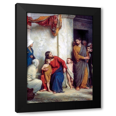 Suffer the Children Black Modern Wood Framed Art Print by Bloch, Carl