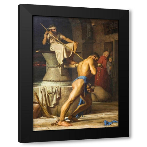 Samson and the Philistines Black Modern Wood Framed Art Print by Bloch, Carl