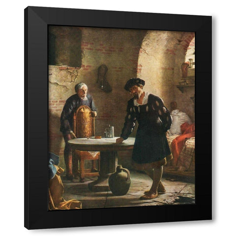 Christian II imprisoned in the tower at Sonderborg castle Black Modern Wood Framed Art Print by Bloch, Carl
