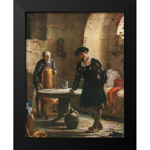 Christian II imprisoned in the tower at Sonderborg castle Black Modern Wood Framed Art Print by Bloch, Carl