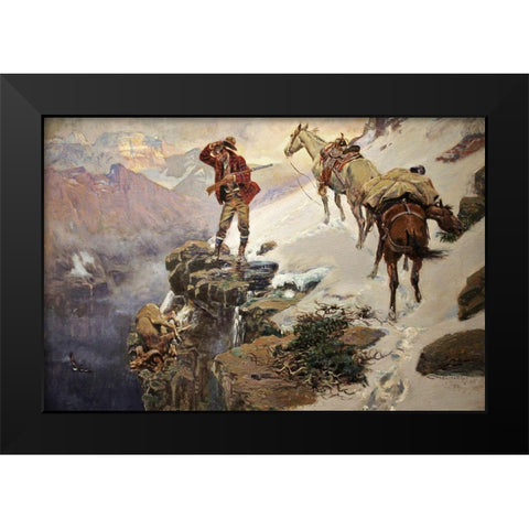Meats Not Meat Til Its In The Pan Black Modern Wood Framed Art Print by Russell, Charles Marion