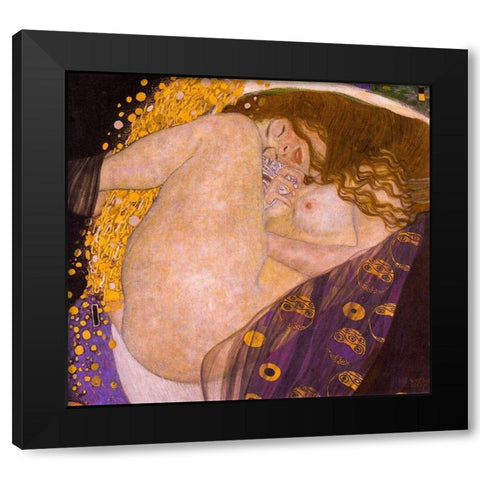 Danae Black Modern Wood Framed Art Print by Klimt, Gustav