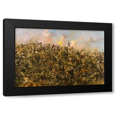 Custers Last Stand Black Modern Wood Framed Art Print with Double Matting by Edgar Samuel Paxson