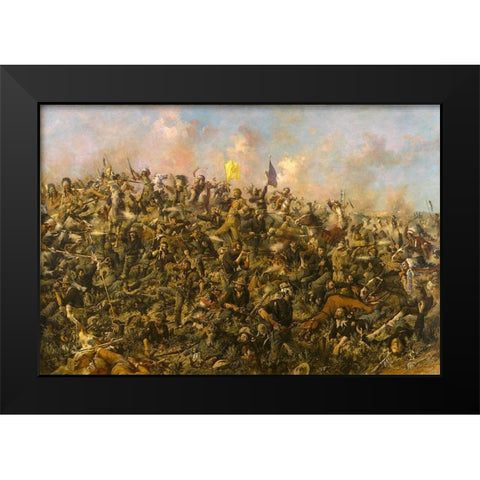 Custers Last Stand Black Modern Wood Framed Art Print by Edgar Samuel Paxson