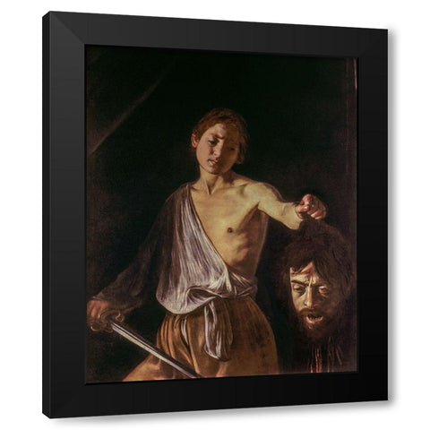 David With The Head of Goliath Black Modern Wood Framed Art Print by Caravaggio