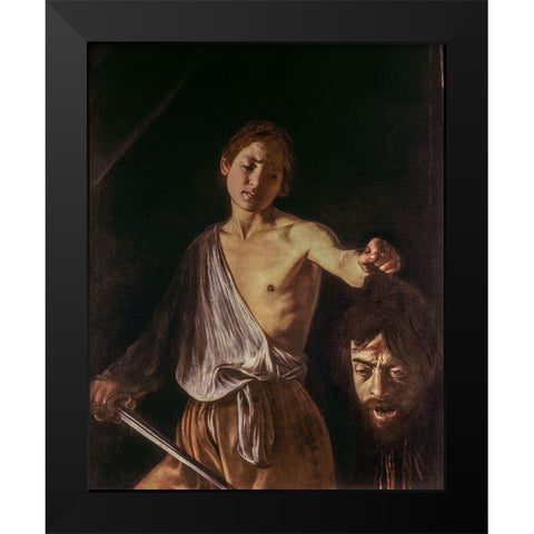David With The Head of Goliath Black Modern Wood Framed Art Print by Caravaggio
