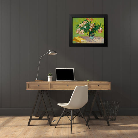 Oleanders (1888) Black Modern Wood Framed Art Print by Van Gogh, Vincent