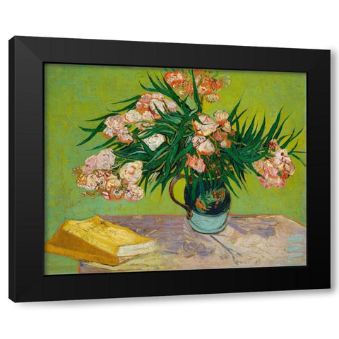 Oleanders (1888) Black Modern Wood Framed Art Print by Van Gogh, Vincent
