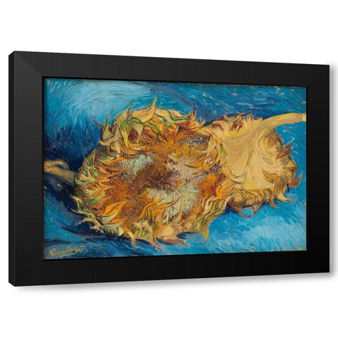 Sunflowers (1887) Black Modern Wood Framed Art Print with Double Matting by Van Gogh, Vincent