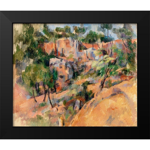 Bibémus Quarry Black Modern Wood Framed Art Print by Cezanne, Paul