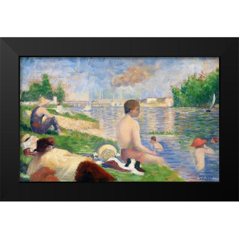 Final Study for “Bathers at Asnièresâ€Â Black Modern Wood Framed Art Print by Seurat, Georges