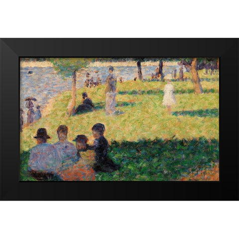 Group of Figures Black Modern Wood Framed Art Print by Seurat, Georges