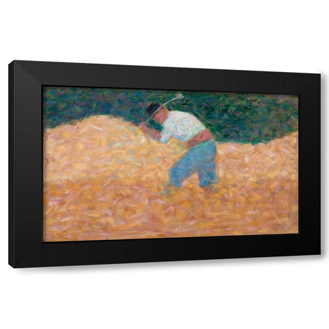 The Stone Breaker Black Modern Wood Framed Art Print with Double Matting by Seurat, Georges
