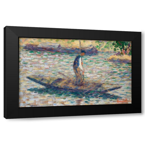 A Fisherman Black Modern Wood Framed Art Print with Double Matting by Seurat, Georges