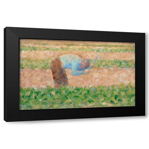 Man with a Hoe Black Modern Wood Framed Art Print by Seurat, Georges