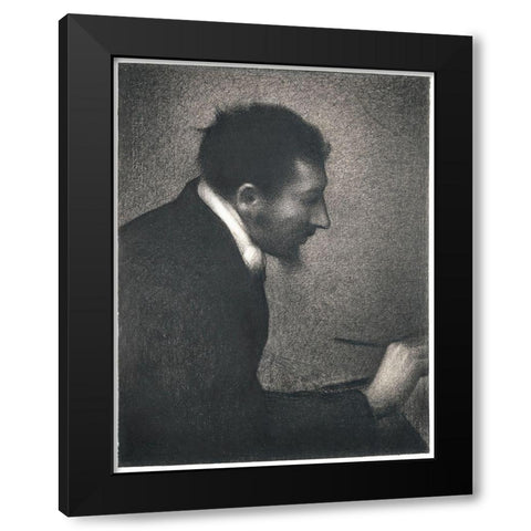 Aman-Jean, Portrait of Edmond Francois Aman-Jean Black Modern Wood Framed Art Print with Double Matting by Seurat, Georges