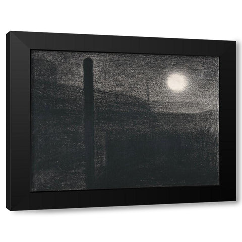 Courbevoie, Factories by Moonlight  Black Modern Wood Framed Art Print with Double Matting by Seurat, Georges