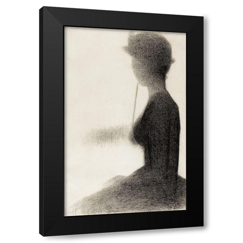 Seated Woman with a Parasol  Black Modern Wood Framed Art Print by Seurat, Georges