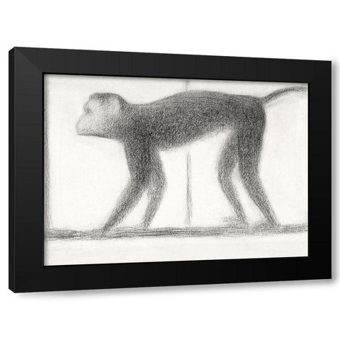 Monkey Black Modern Wood Framed Art Print with Double Matting by Seurat, Georges