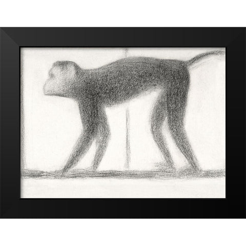 Monkey Black Modern Wood Framed Art Print by Seurat, Georges