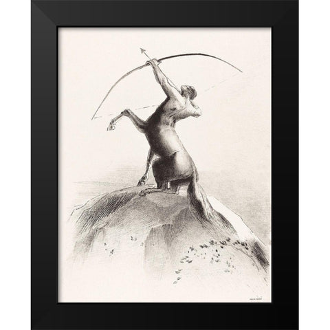 Centaur Aiming at the Clouds  Black Modern Wood Framed Art Print by Redon, Odilon