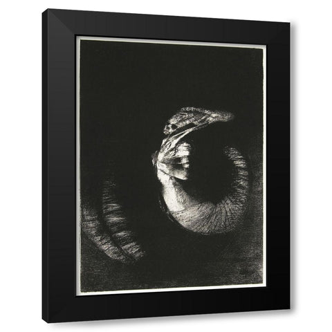 It Is a Skull, Crowned with Roses. It Dominates a Woman’s Pearly–White Torso Black Modern Wood Framed Art Print with Double Matting by Redon, Odilon