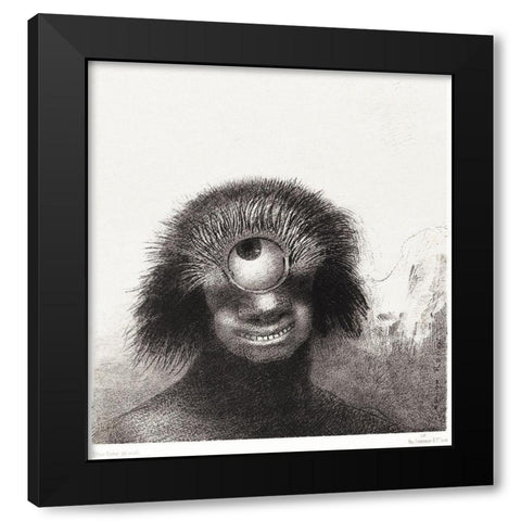 The Deformed Polyp Floated on the Shores, a Sort of Smiling and Hideous Cyclops by the Flower Black Modern Wood Framed Art Print by Redon, Odilon