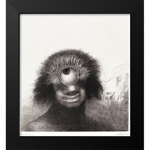 The Deformed Polyp Floated on the Shores, a Sort of Smiling and Hideous Cyclops by the Flower Black Modern Wood Framed Art Print by Redon, Odilon