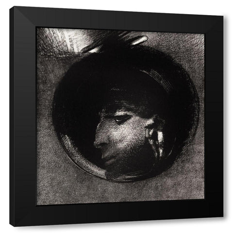 Auricular Cell Black Modern Wood Framed Art Print with Double Matting by Redon, Odilon